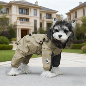 कुत्तों और बिल्लियों के लिए वाटरप्रूफ आउटडोर शीतकालीन वर्षाकोट ठोस पॉलिएस्टर चार-पैर वाले टोलिंग शुल्क एक-टुकड़ा कर्षण के साथ - Product Image 4