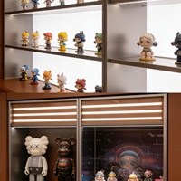 Vitrines d'exposition haut de gamme personnalisées en acier robuste, éclairées par LED, écologiques, étanches, avec panneaux en mélamine pour objets de collection et jouets