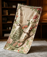 Umweltfreundliche Baumwoll-Freizeitdecke & Mehrschichtiges Musselin-Badetuch 75*160cm - Pfau auf dem Ast Modernes Ganzjahres-Heimtextil
