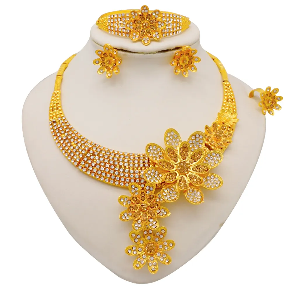 GDJWRI BJ1158-collar dorado de 18k, conjunto de lujo, joyería de oro de Dubái, conjuntos de joyería elegantes, otros accesorios de moda