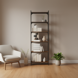 Libreria in Legno Ingegnerizzato Rovere Marrone 23.6 X 11.8 X 74.0 Pollici, Scaffale Industriale a 5 Ripiani, Arredamento per la Casa - Product Image 2