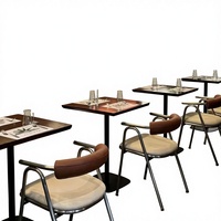 Chaise de salle à manger en acier inoxydable de style industriel, mobilier durable pour la maison, revêtement en cuir, garantie de 3 ans pour les restaurants et les hôtels