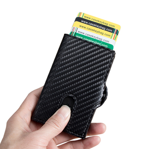 CASEKEY <b>RFID</b> <b>Blocking</b> Genuine Leather <b>Wallet</b> with Automatic Pop-Up Aluminum Lining Short Length - Product Image 2