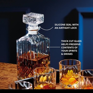 1 Pack 750ml Hand Crafted Modern Transparent Crystal Irish <b>Cut</b> Triangular <b>Glass</b> Bottle Scotch Wine Liquor Whiskey <b>Decanter</b> Set - Product Image 5