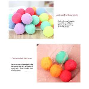 Mainan Kucing Bola Penggoda Pola Geometris Warna-warni Bahan Katun Plush, Mainan Hewan Peliharaan Interaktif Elastis - Product Image 2