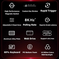 Clavier de jeu magnétique MADLIONS MAD60 HE, disposition 60 %, déclenchement rapide, taux de polling 8000 Hz, précision 0,01 mm, rétroéclairage RVB, compact, PBT