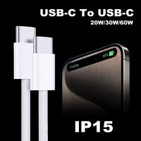 Câble USB-C tressé 1M 2M 60W à charge rapide et synchronisation des données pour iPhone 15 16 17 iPad Ordinateur portable Samsung