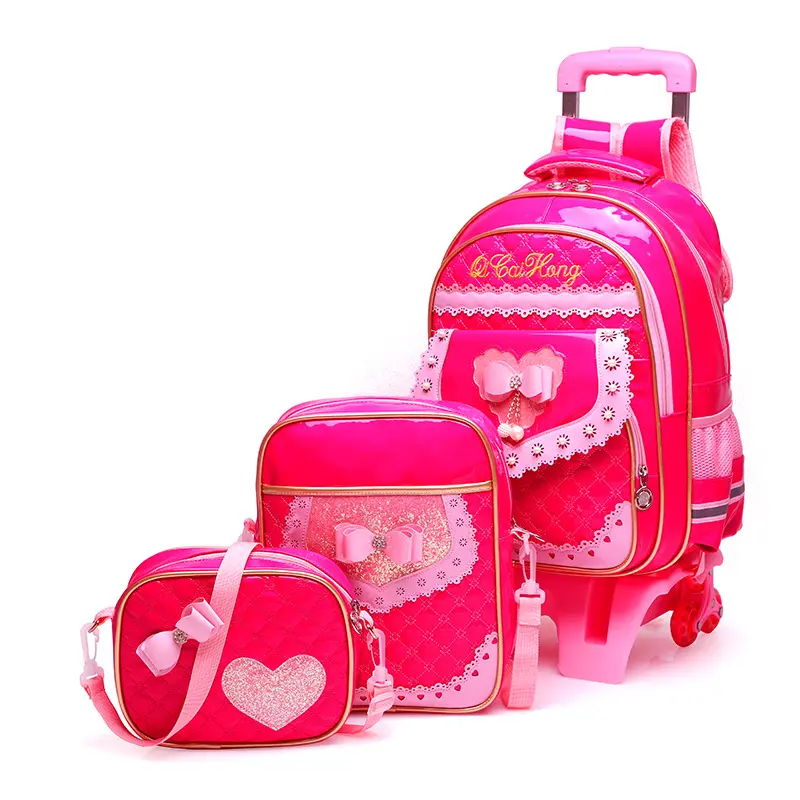 3Pcs Nieuwe Waterdichte Kinderen Bagage Trolley Meisjes Trolley Schooltas