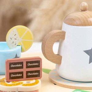 Kit d'accessoires de cuisine en bois classique pour filles, sûr et durable, pour des jeux imaginatifs, avec services à thé pour tout-petits - Product Image 6