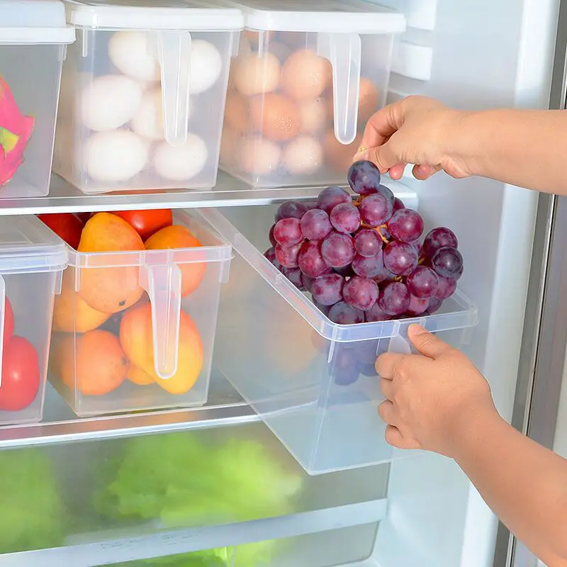 Organizador de geladeira de frutas legumes 5l, barato, caixa de armazenamento transparente, plástico portátil, organizador de geladeira