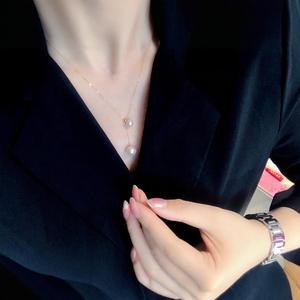 Collier de style princesse luxueux Wenchi avec pendentif en perle d'eau douce de 8 à 11 mm, lumière naturelle intense, design élégant pour la clavicule - Product Image 4