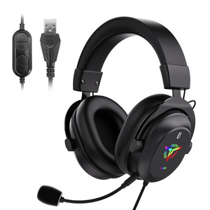Rambotech RGB Wired Dynamic With <b>Microphone</b> Metal & Leather USB 1.95m Button Controls 20Hz-20kHz G4000W Ps4 Heads - Product Image 1