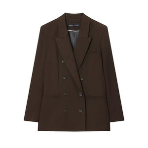 Conjunto de Blazer y Pantalones Rectos Holgados de Color Sólido Wenshuo con Logotipo Personalizado, Directo de Fábrica, Moda Femenina - Product Image 1