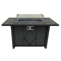 Brasero rectangulaire moderne gris-blanc en fer à gaz propane, chauffage extérieur de jardin, table de chauffage grise 50000 BTU portable