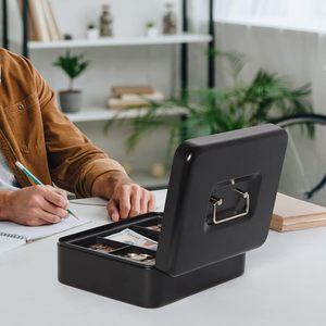 Hucha Portátil Pequeña de Acero, Plástico y Aleación de Aluminio con Cerradura y Llave para Monedas y Dinero en Efectivo - Product Image 3