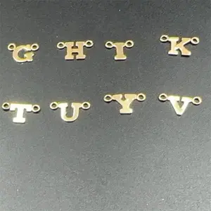 Nuevos colgantes rellenos de oro de 14 quilates, abalorios de conector de letras de bloque de agujeros dobles para la fabricación de pulseras de joyería