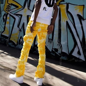 Pantalones Vaqueros de Mezclilla para Hombre, Estilo Urbano, con Estampado Tie-Dye, Desgastados, Rotos, Lavados y Ajustados, NUEVOS de Fábrica - Product Image 3