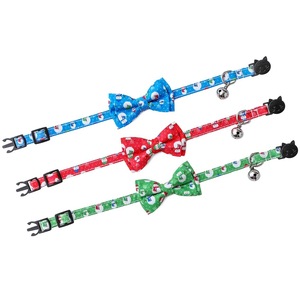 Navidad lujo gato <span class=keywords><strong>Collar</strong></span> encantos personalizado independencia día EE. UU. Banderas moderno poliéster pajarita <span class=keywords><strong>collar</strong></span> campana joyería Breakaway - Product Image 5