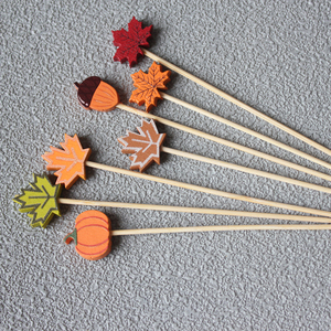 Cure-dents jetables écologiques en bambou Jimao, design citrouille et châtaigne, 12 cm, pour les fêtes d'automne et les apéritifs de Thanksgiving - Product Image 2