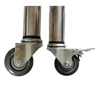 Roues de table en nylon PU avec tige filetée, roues avec frein, étagères en acier inoxydable, tables, supports, roulettes pivotantes