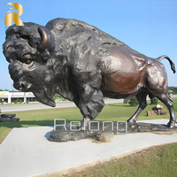 Escultura de Búfalo de Bronce de Tamaño Real RELONG, Alta Calidad, Personalizable, para Jardín o Parque al Aire Libre