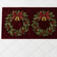 Chemin de lit de Noël, linge de table brodé, décoration de fête, couvre-lit aspect velours, nappe de table