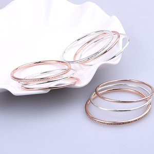 Bracelet en alliage de style européen, or rose, argent, alliage de zinc, serti de pierres rondes, bijoux pour femmes - Product Image 2
