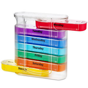 Organizador de 28 Compartimentos Listo para Enviar, Caja Transparente con Cajones para 7 Días, Organizador de Pastillas - Product Image 1