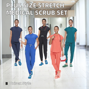 Bulk Mandarin Collar Woven Polyester Spandex Unisex Stretch Plus Size <b>Doctor</b> Hospital Medical Custom Nursing Scrub Uniforms <b>Set</b> - Product Image 2