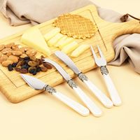 4 pièces personnalisées Vintage manche en acrylique acier inoxydable beurre épandeur couteau de coupe fourchette couteau à fromage pour planche à charcuterie
