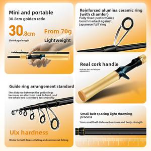 Canne à pêche télescopique Shenghe Xiaoju, mini, portable, universelle, légère, pour micro-casting, en bois souple, pour trous de pont, 30,8 cm, RF/<span class=keywords><strong>FF</strong></span> - Product Image 2