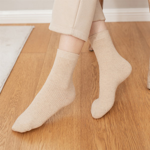 <b>Wool</b> <b>Socks</b> Women Mid Calf Slouch Solid Color Thermo Warm Autumn Winter Casual <b>Socks</b> Zhuji Style - Product Image 3