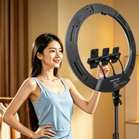 Lampu Cincin LED RGB 18 Inch Daya Tinggi dengan Remote Control, Ringlight untuk Kecantikan, Selfie, Video Studio, Dilengkapi Tas dan Tripod