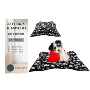 Set di Tre Pezzi di Tappetini per Cani in Lino Stampato con Sfondo Blu per Letti per Gatti - Product Image 2