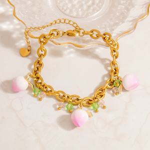 18K Gold Plated New Stainless Steel <b>Charm</b> Bracelets Trendy 18K Gold Plated Jewelry with High-End Feel for Anniversaries - Product Image 3