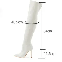 Bottes pour femmes imperméables à fermeture éclair, à bout pointu, à talon aiguille, au-dessus du genou, pour boîte de nuit, soirée, danse sur barre