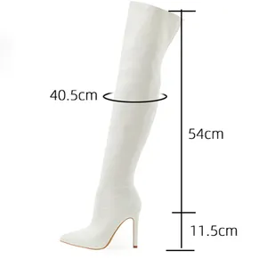 Bottes pour femmes imperméables à fermeture éclair, à bout pointu, à talon aiguille, au-dessus du genou, pour boîte de nuit, soirée, danse sur barre - Product Image 6
