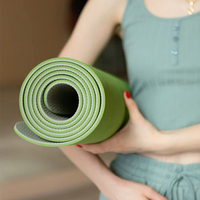 Tapis de yoga réversible double face en TPE antidérapant avec logo personnalisé imprimé, tapis de fitness et de Pilates