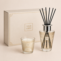 Coffret Cadeau Luxe Oud Bougie et Diffuseur à Bâtonnets, Vente Directe Usine, Décalque Doré Personnalisé, Verre, Marque Privée, Cadeaux d'Entreprise