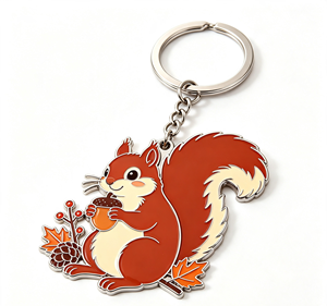 Personalized Zinc Alloy Enamel Squirrel Keychain Metal <b>Keyring</b> Cartoon Pendant for Gift and Promotion - Product Image 1