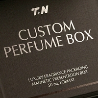 Boîte à parfum rigide de luxe noire magnétique de style livre avec insert intégré pour présentation et emballage cadeau de parfum
