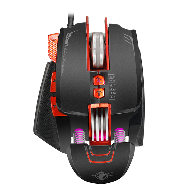 8D Factory Programmable Metal Wired Gaming Mouse 6400 DPI Right Hand Orientation LED Backlit 8 Buttons Ergonomic Customizable