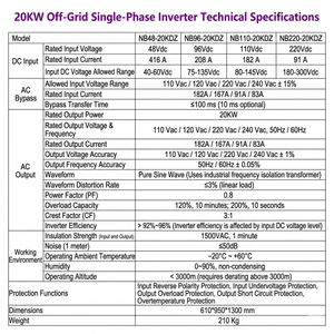 Professional Grade 10kw 15kw 20kw Off <b>Grid</b> Single Phase Inverter Power Saving Mode with Complete Protection Functions - Product Image 2