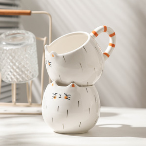Novelty Ceramic Cat Shaped Mug Cute Cat Coffee Mug with Ears - Product Image 6