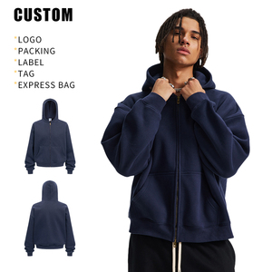 Hoodie court oversize OEM en coton épais, style streetwear vintage vieilli, coupe carrée, délavé à l'acide, impression personnalisée - Product Image 3