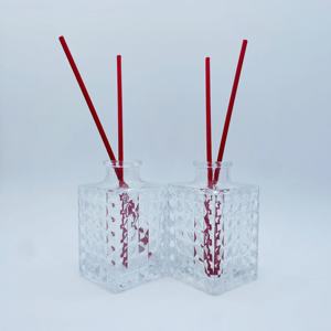 Diffuseur en verre transparent gaufré carré de 100 ml, impression sérigraphique, logo personnalisé, bouchon en liège pour huiles essentielles, maison, salle de bain, cadeaux - Product Image 2