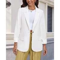 Blazers décontractés légers pour femmes 2026 en Spandex/Polyester, sans doublure, à bouton unique, vestes de costume longues tendance printemps-été