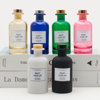 FENGJUN Flacon diffuseur d'huile avancé, bleu brillant, rose, noir, blanc, à col court, vide, avec pulvérisateur de parfum à pompe, type scellé