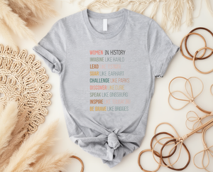 T-shirt da donna con stampa 'Women In History', girocollo casual, 100% cotone, stampa con scritta ispiratrice, vestibilità regolare, per tutte le stagioni - Product Image 2