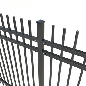 Clôture de jardin en acier noir thermolaqué robuste, tube carré, panneau de clôture métallique ornemental à sommet plat, clôture de sécurité à sommet affleurant - Product Image 4